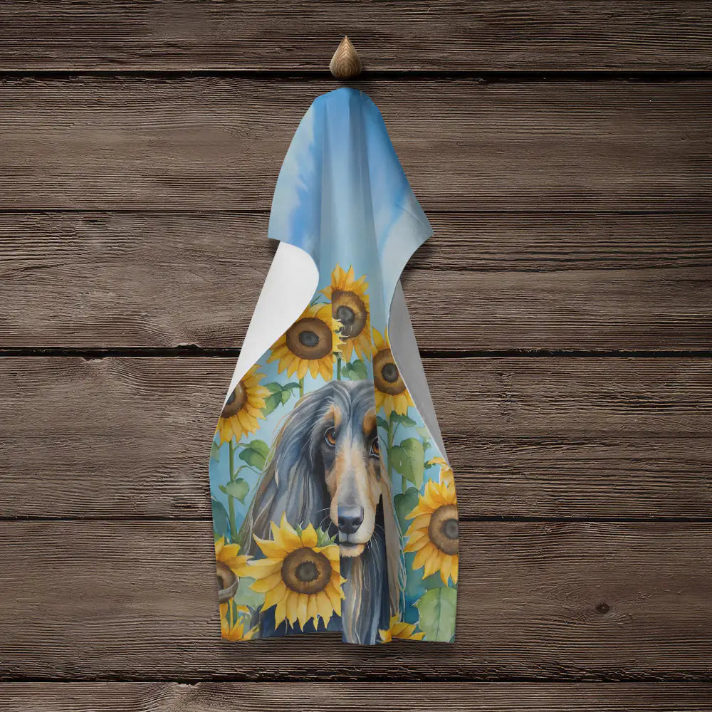 Afghan Hound in Sunflowers Kitchen Towel