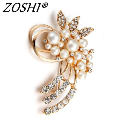 Pearly Flower Swath Brooch