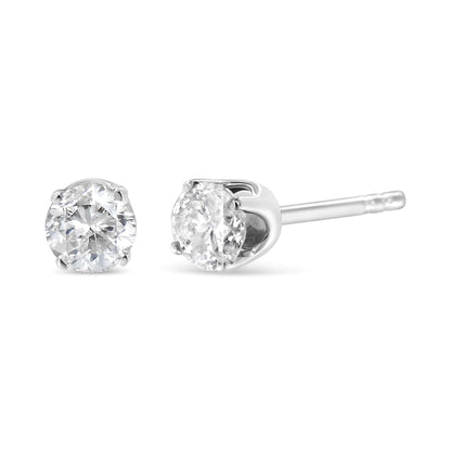 14K White Gold 1/6 Cttw Round Brilliant-Cut Near Colorless Diamond Classic 4-Prong Stud Earrings (H-I Color, VS1-VS2 Clarity)