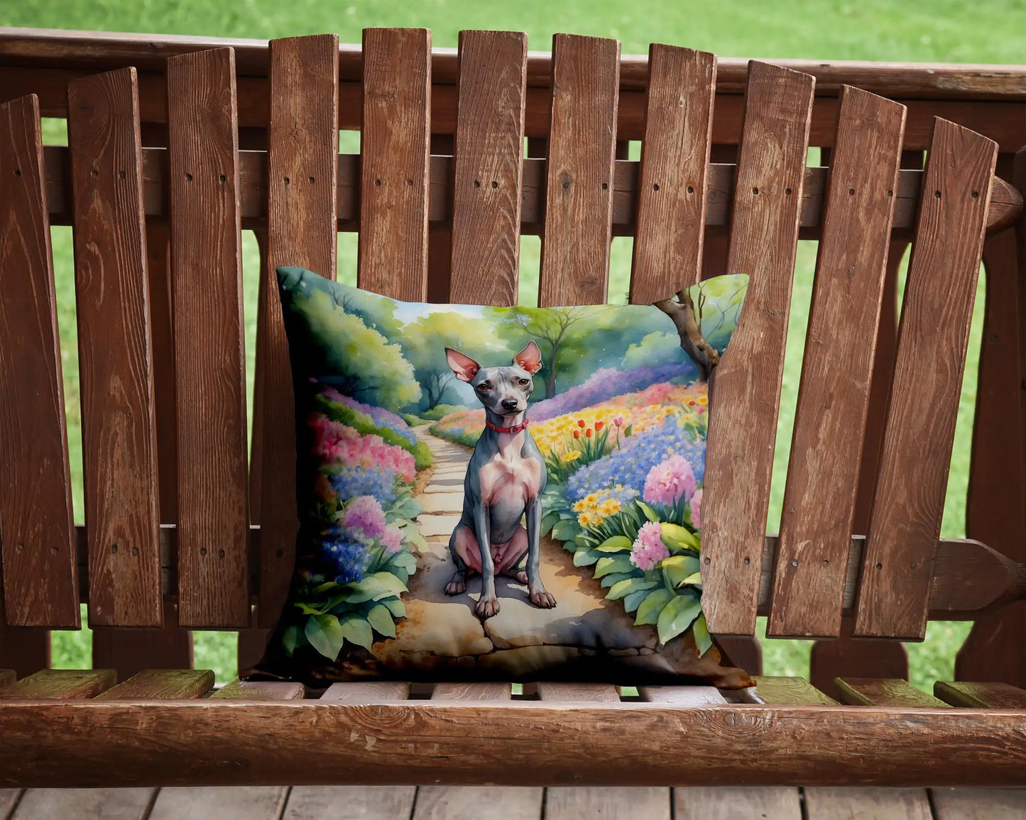 American Hairless Terrier Spring Garden Throw Pillow