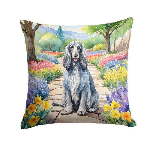 Afghan Hound Spring Garden Throw Pillow