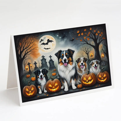 Australian Shepherd Spooky Halloween Greeting Cards Pack of 8