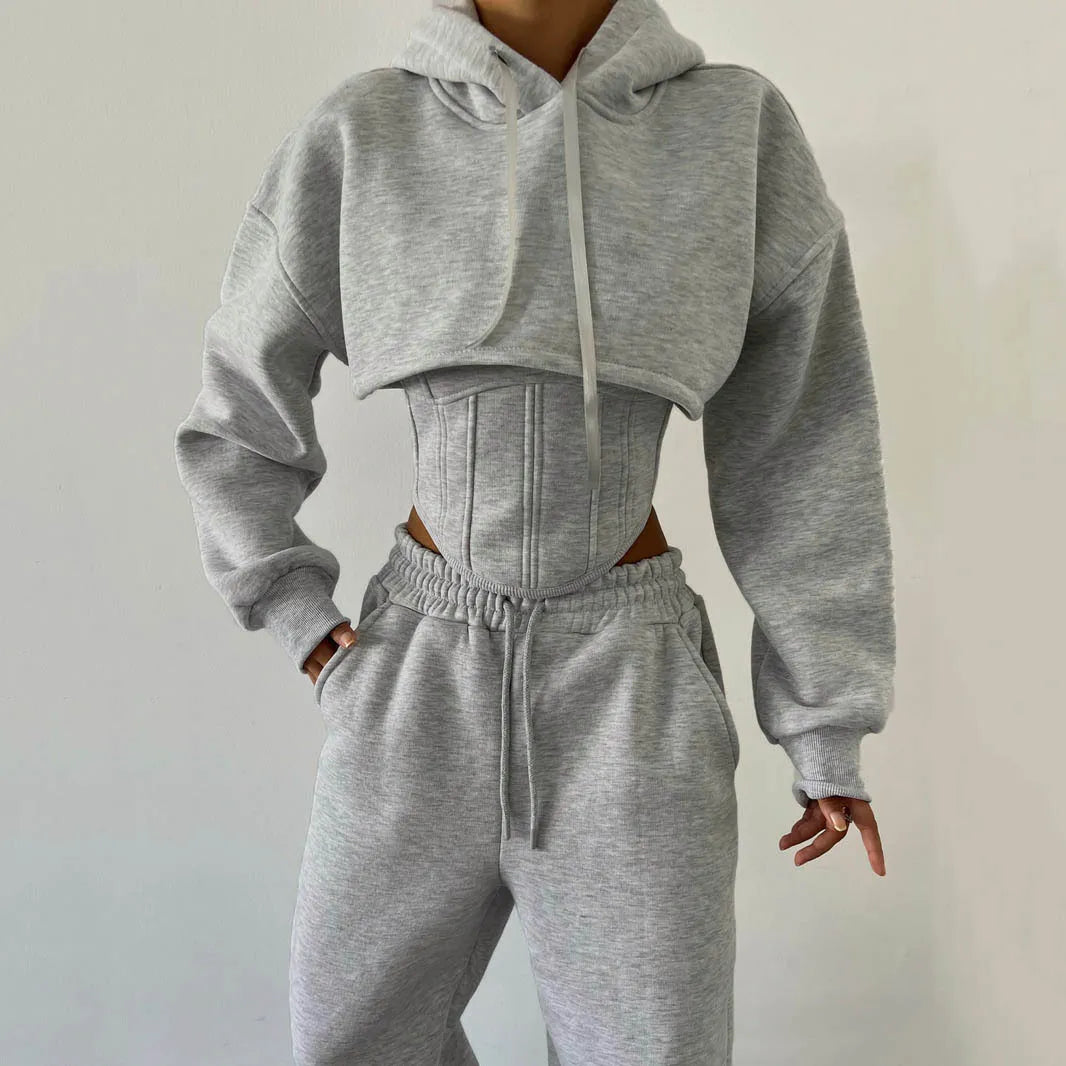 Gray Hooded 3-Piece Set