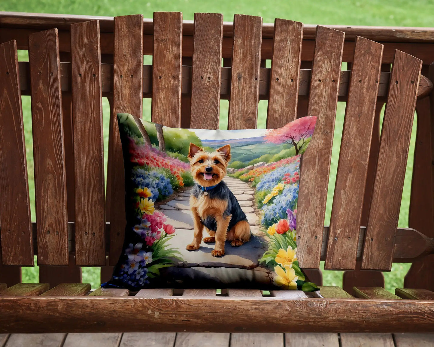 Australian Terrier Spring Garden Throw Pillow