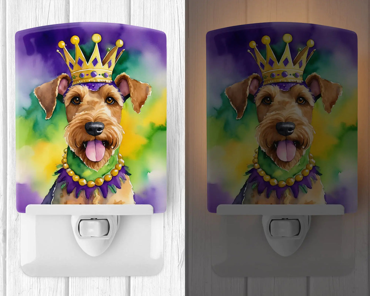 Airedale Terrier King of Mardi Gras Ceramic Night Light