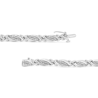 .925 Sterling Silver 1.00 Cttw Round Diamond X-Link Bracelet (I-J Color, I2-I3 Clarity) - Size 7.25"