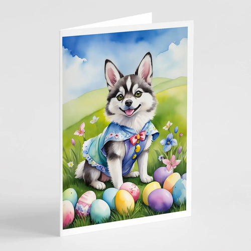 Alaskan Klee Kai Easter Egg Hunt Greeting Cards Pack of 8