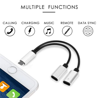 Adaptador Dual de Música e Carregamento