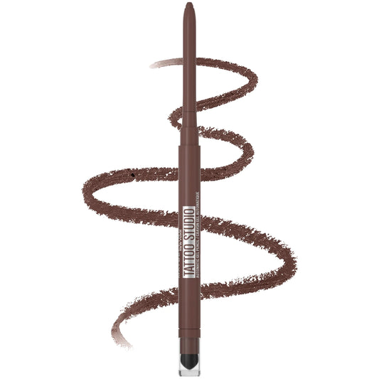 Maybelline Tattoo Studio Automatic Gel Pencil Waterproof Eyeliner, Blendable, Smudge Resistant, Matte Eyeliner For Up To 36HR Wear, Expressotini (Smokey Brown), Packaging May Vary Expressotini (Smokey Brown)