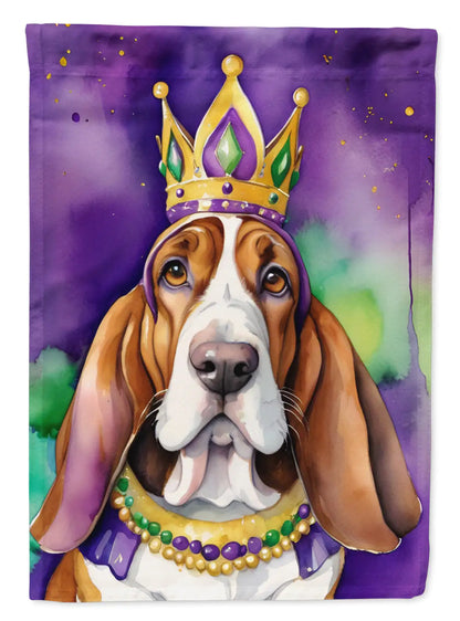 Basset Hound King of Mardi Gras House Flag