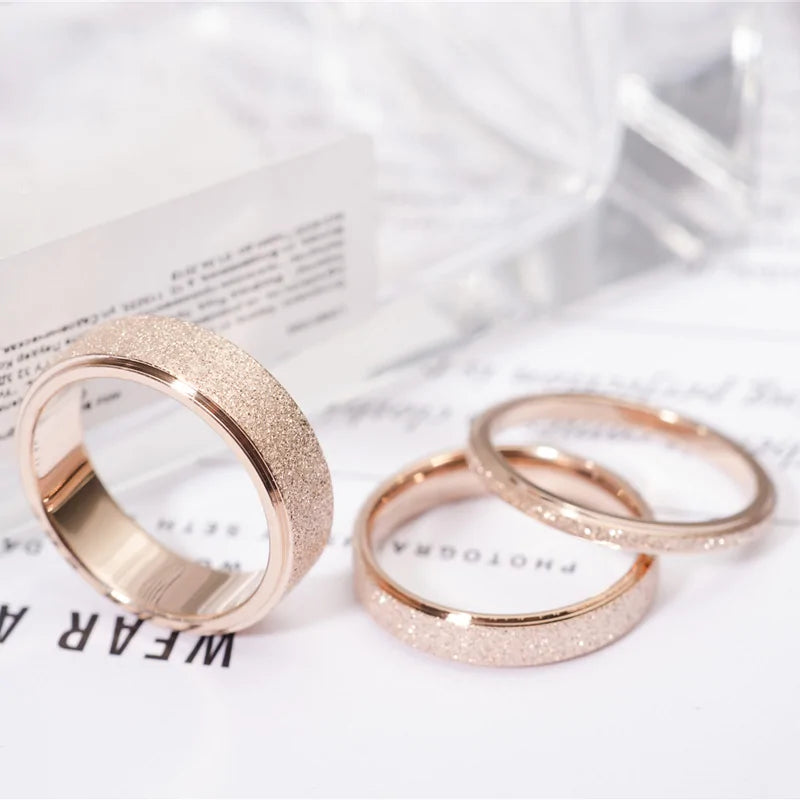 Rose Gold Color Frosted Finger Ring