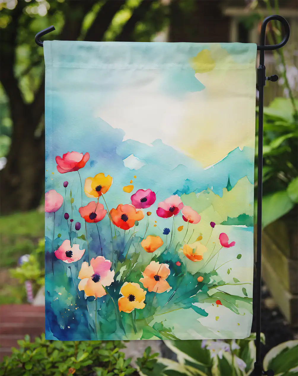 Anemones in Watercolor Garden Flag