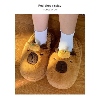 Emotional Stability Capybara Plush Slippers Winter Home