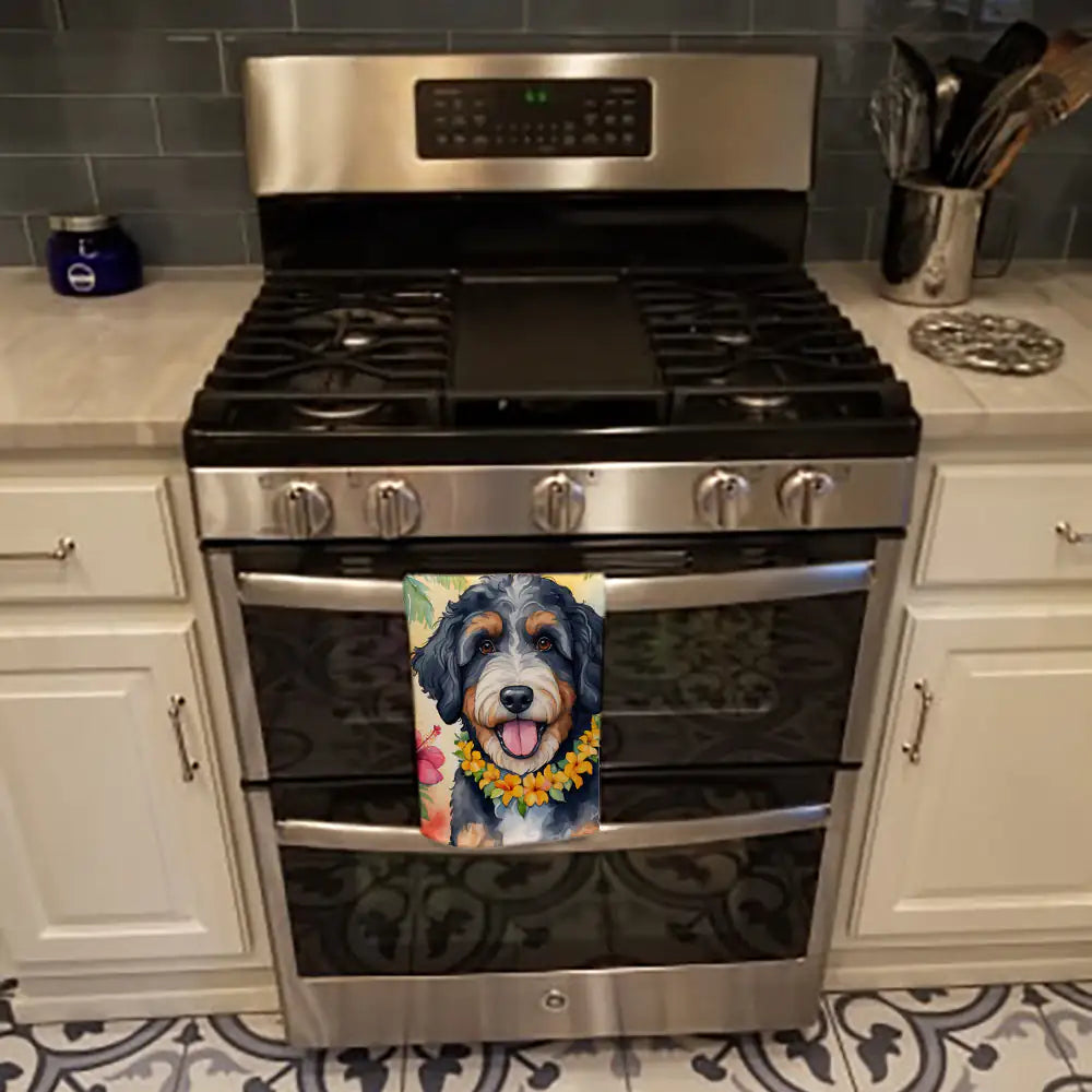 Bernedoodle Luau Kitchen Towel