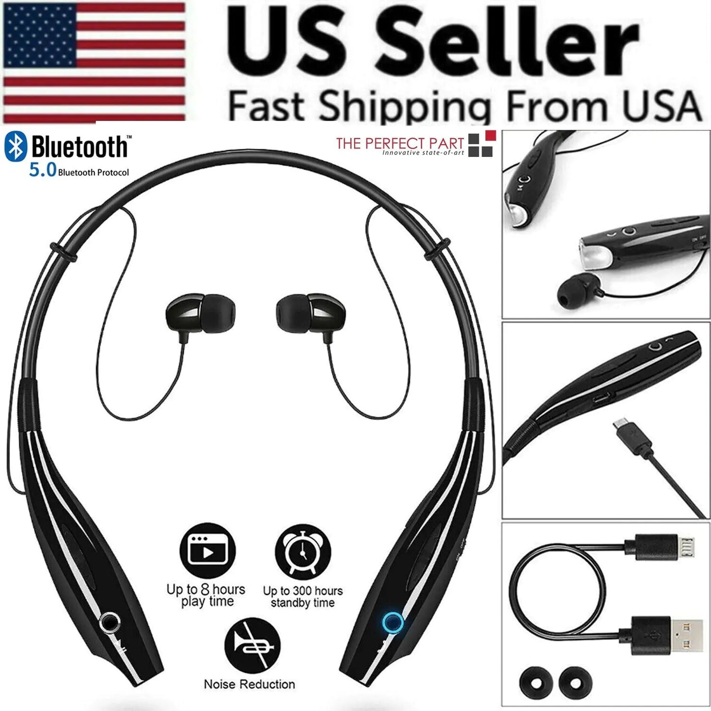 Bluetooth Neckband Wireless Headphones Mic Headset Stereo Earbuds Earphone