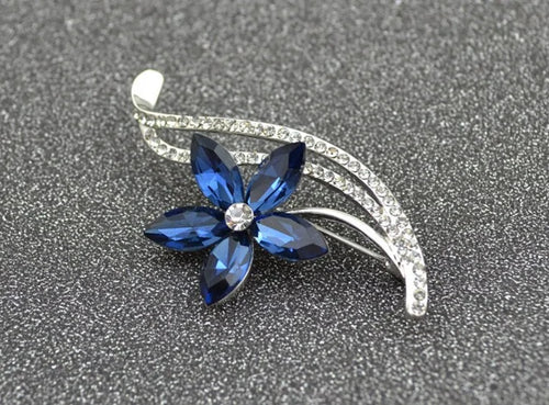 Elegant Blue Flower Brooch