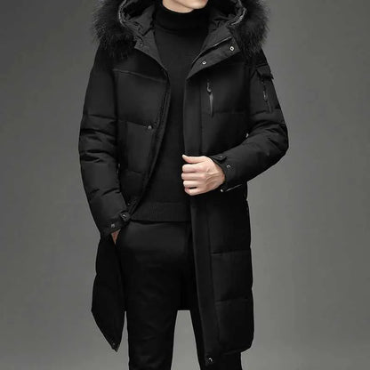 Men’s Faux Fur Long Over-Knee Down Workwear Coat