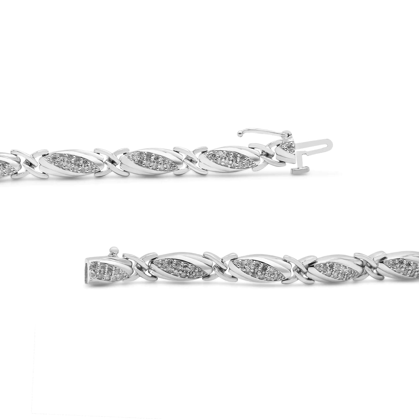 .925 Sterling Silver 1.00 Cttw Round Diamond X-Link Bracelet (I-J Color, I2-I3 Clarity) - Size 7.25"