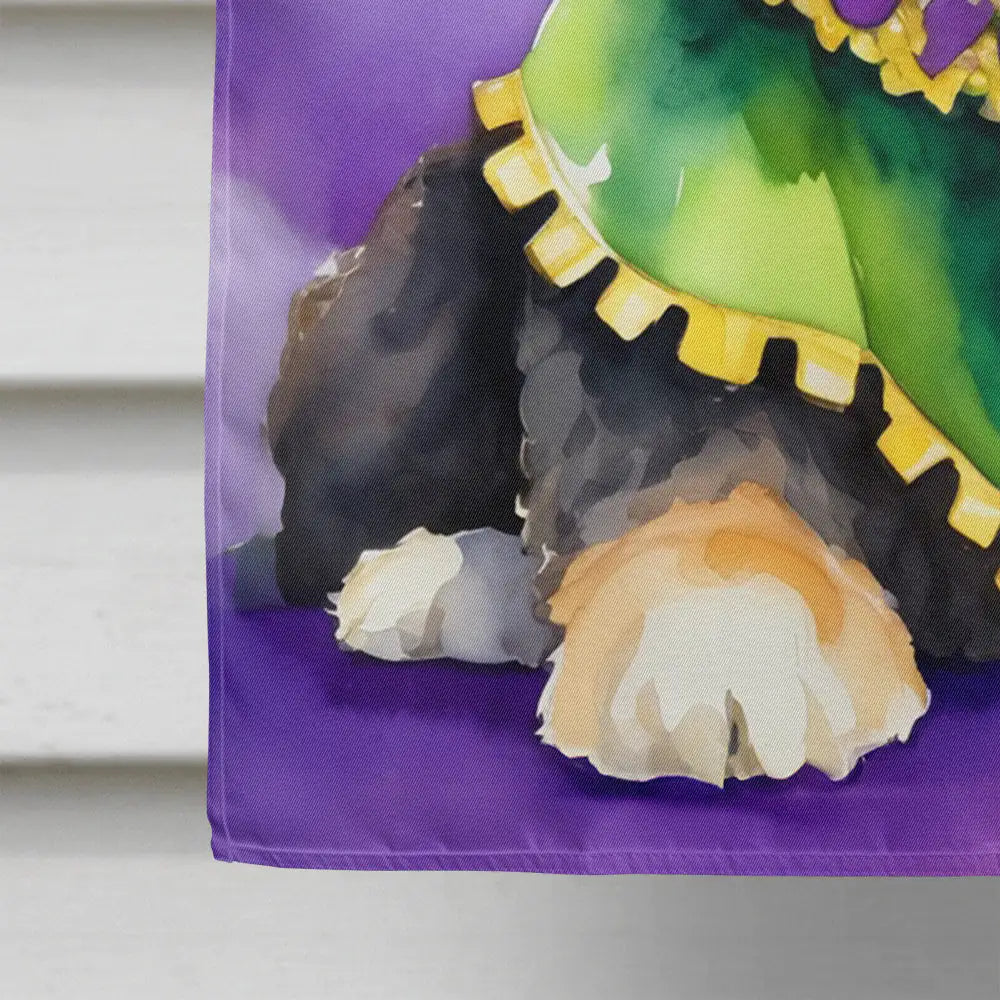 Bernedoodle King of Mardi Gras House Flag