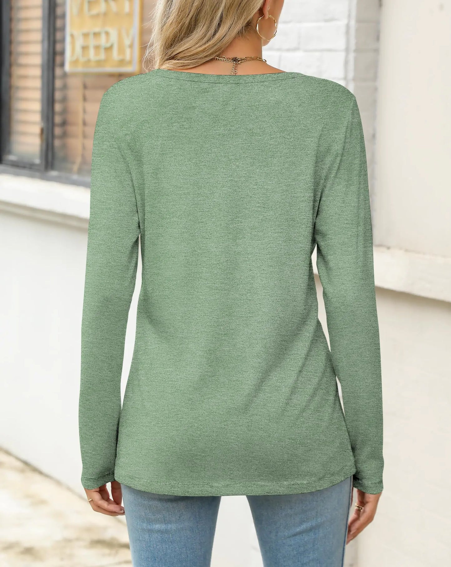 Womens Long Sleeve Shirts Pleated Tunic Tops Loose Dressy Casual Blouses Basic Trendy Fall Clothes 2024 02 Light Green Small