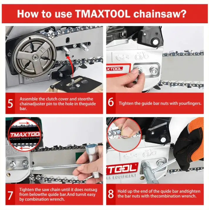 TMAXTOOL 62cc Powerful 20 Inch Gas Chainsaw With 2 Stroke - Perfect For Pruning, Limbing, And Sawmill Operations-Red