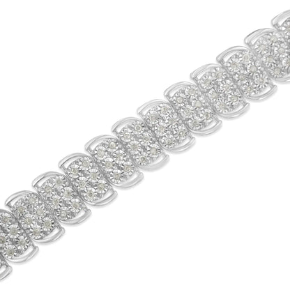 Pulseira de Tênis em Prata de Lei .925 com 2,0 Quilates de Diamantes em Configuração Milagrosa com 3 Filas e Formato S Curvo (Cor I-J, Clareza I3) - 7,25"