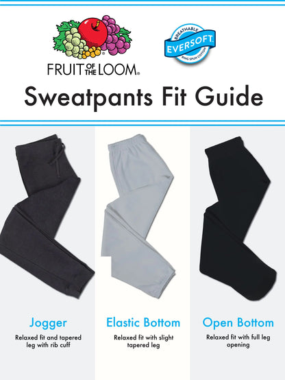 Fruit of the Loom Eversoft Fleece Joggers with Pockets, Relaxed Fit, Moisture Wicking, Breathable, Tapered Sweatpants Large Navy