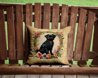 Affenpinscher and Flowers Throw Pillow