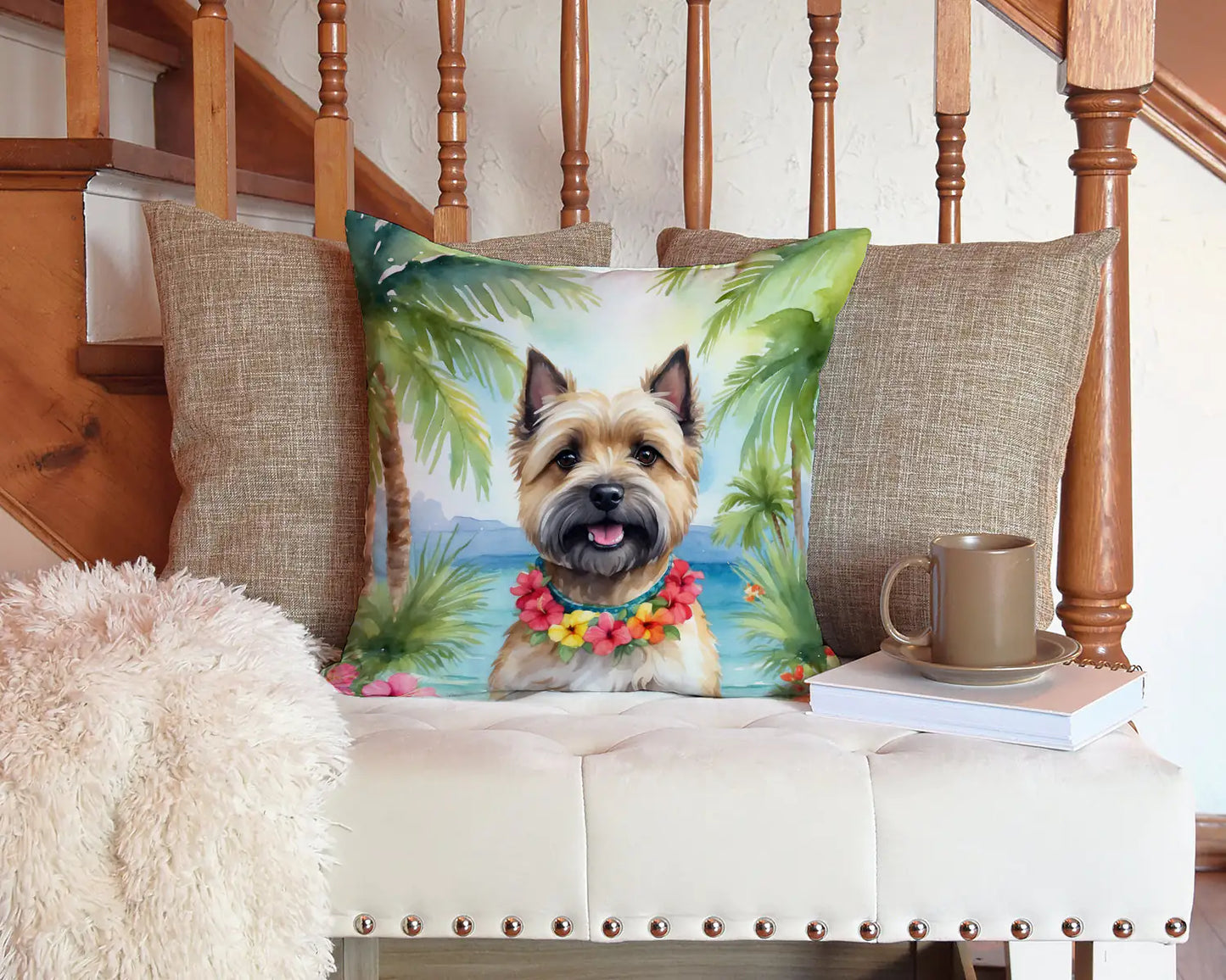 Cairn Terrier Luau Throw Pillow