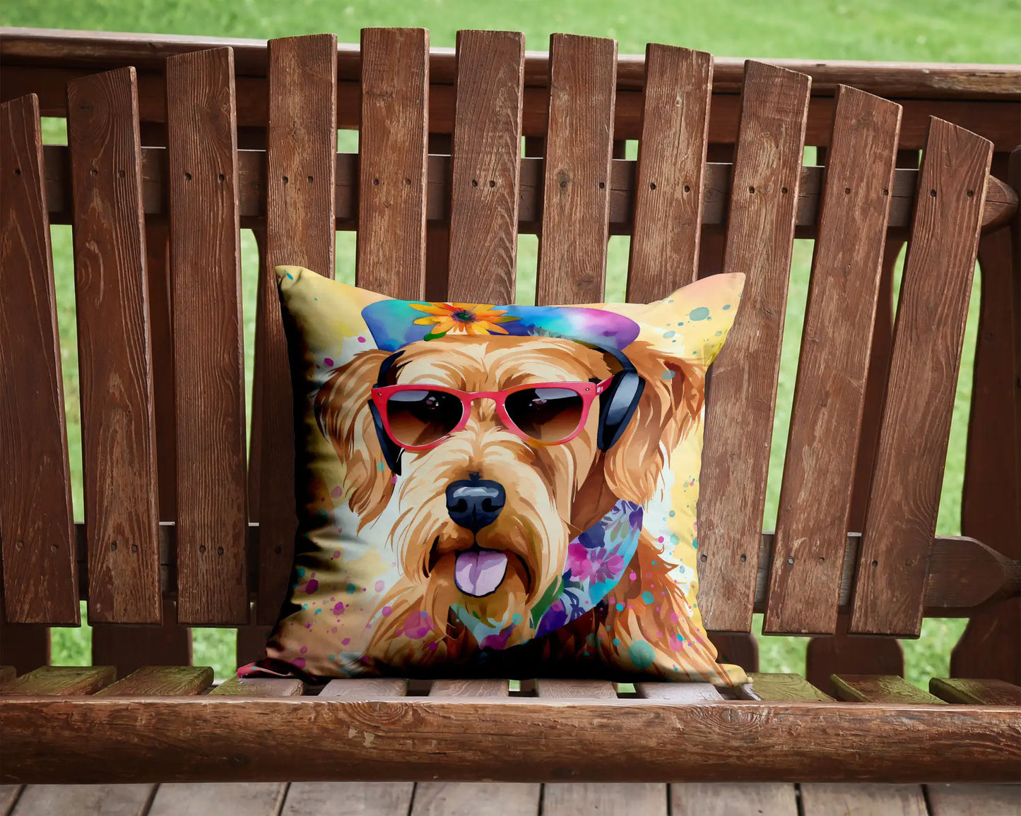 Airedale Terrier Hippie Dawg Throw Pillow