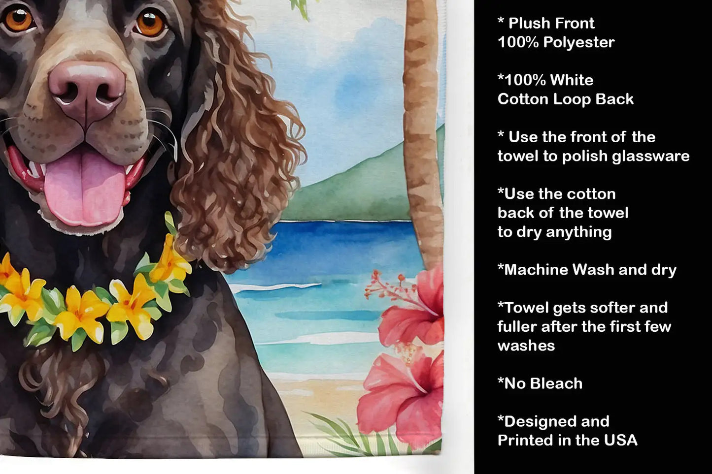 American Water Spaniel Luau Kitchen Towel