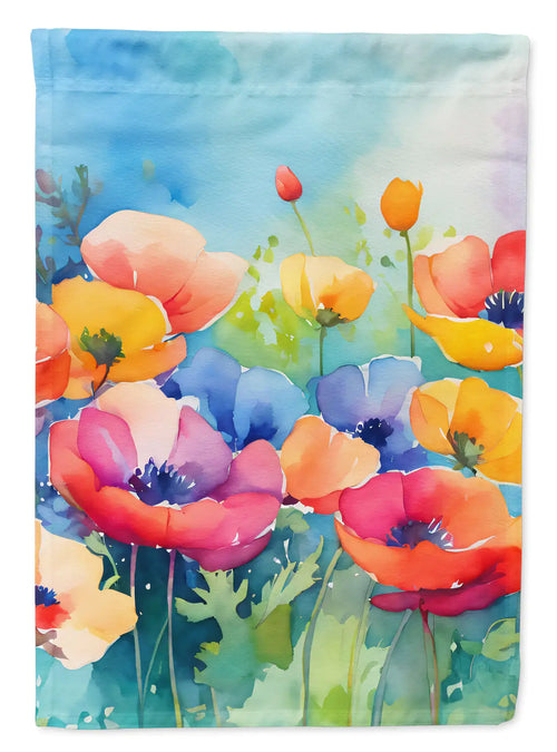 Anemones in Watercolor Garden Flag