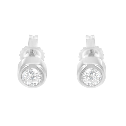 10K Gold 0.30 Cttw Round Brilliant-Cut Near Colorless Diamond Bezel-Set Stud Earrings (H-I Color, I1-I2 Clarity)