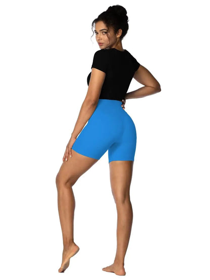 Sunzel Women's Hidden Butt Scrunch Shorts, High Waisted Biker Shorts, Gym Workout Yoga Running Shorts with Tummy Control 6" Inseam X-Small Classic Blue