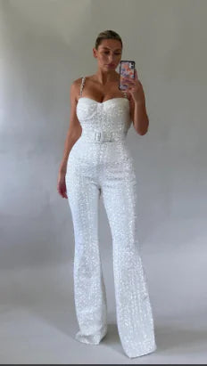 Fashion Women's Sequin Sling Tube Top Jumpsuit