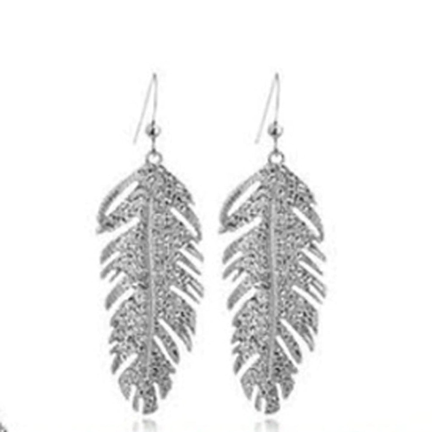 Divine Earrings With Diamonds And Feathers