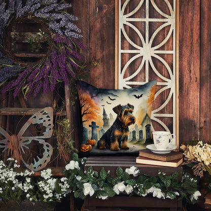 Airedale Terrier Spooky Halloween Throw Pillow