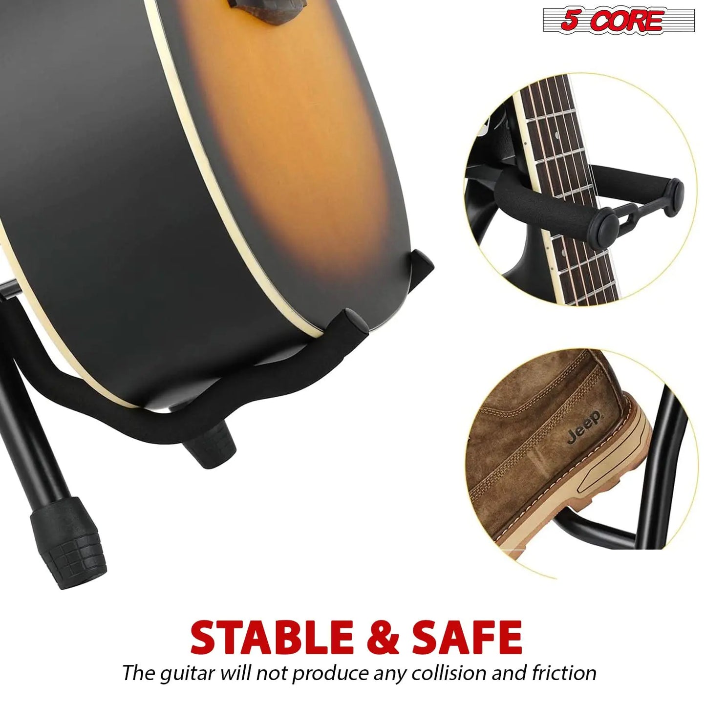 Banco de Guitarra 5Core Ajustável com Encosto, Assento Acolchoado e Suporte para Partitura OVAL