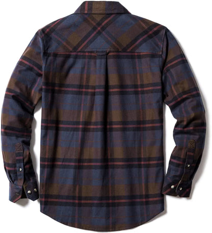 CQR Men's All Cotton Flannel Shirt, Long Sleeve Casual Button Up Plaid Shirt, Brushed Soft Outdoor Shirts X-Small Plaid Woods Night