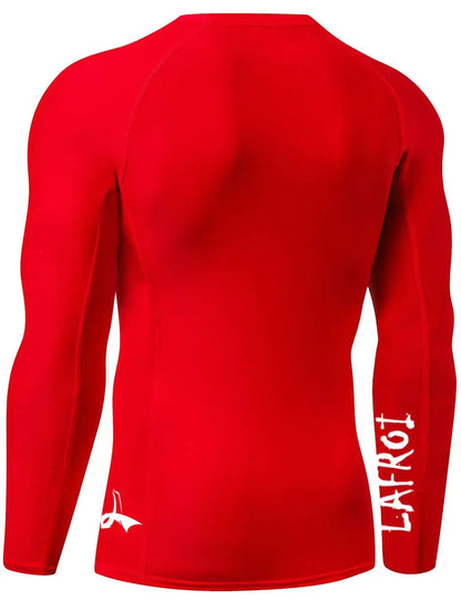 LAFROI Men's Long Sleeve UPF 50+ Baselayer Skins Performance Fit Compression Rash Guard-CLYYB XX-Large Asym Red