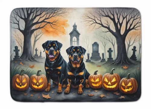 Rottweiler Spooky Halloween Memory Foam Kitchen Mat