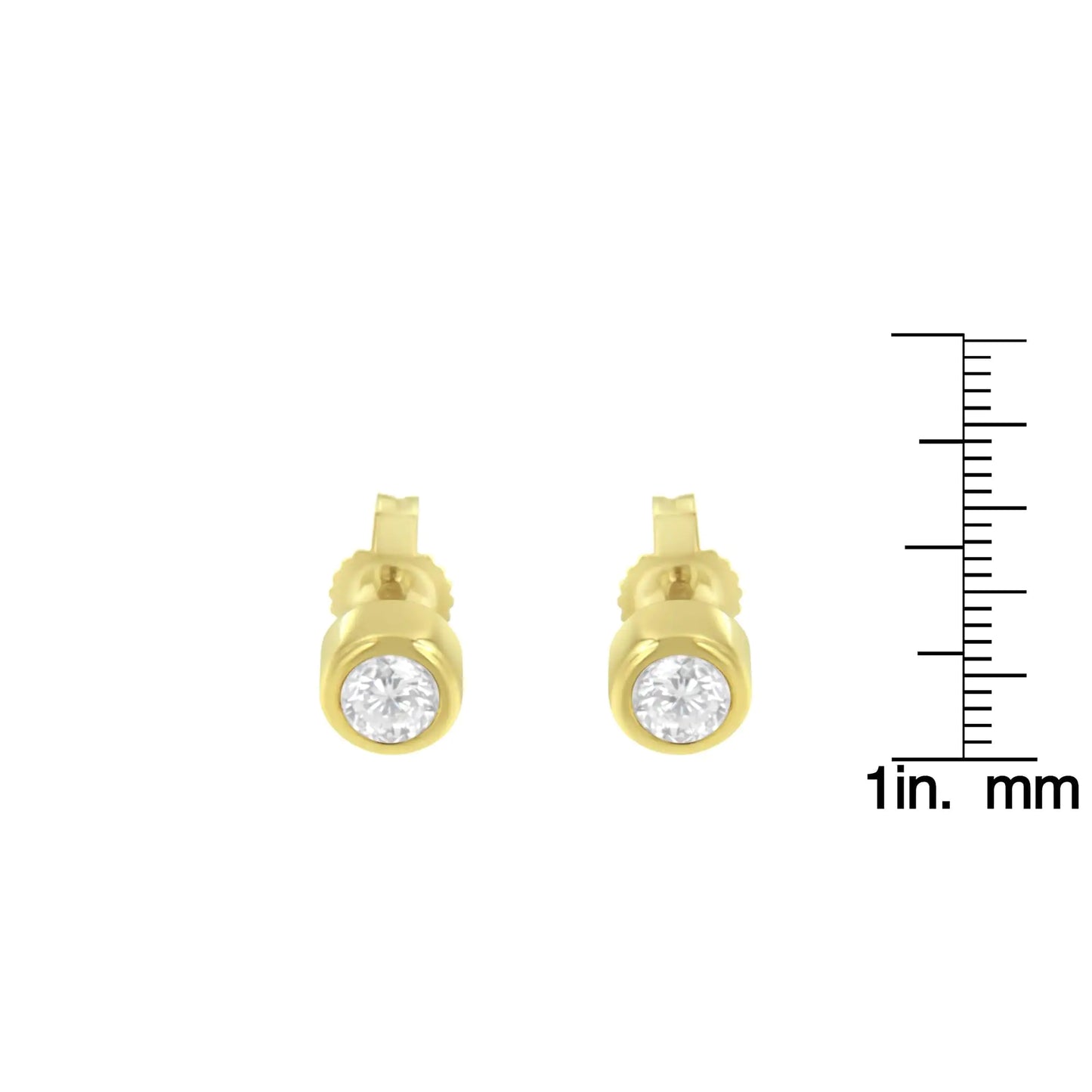 10K Gold 0.30 Cttw Round Brilliant-Cut Near Colorless Diamond Bezel-Set Stud Earrings (H-I Color, I1-I2 Clarity)