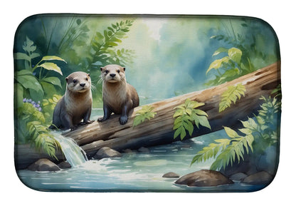 River Otters at Play Dish Drying Mat