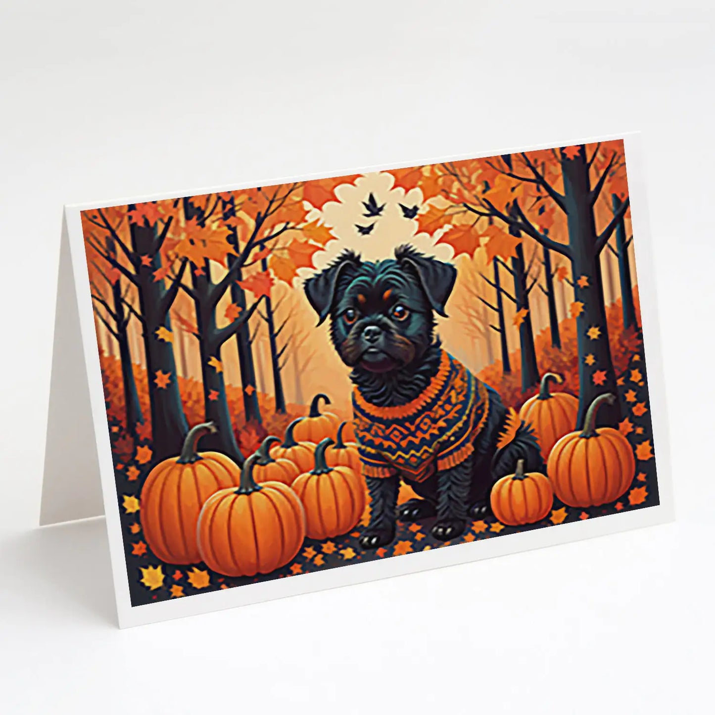 Affenpinscher Fall Greeting Cards Pack of 8