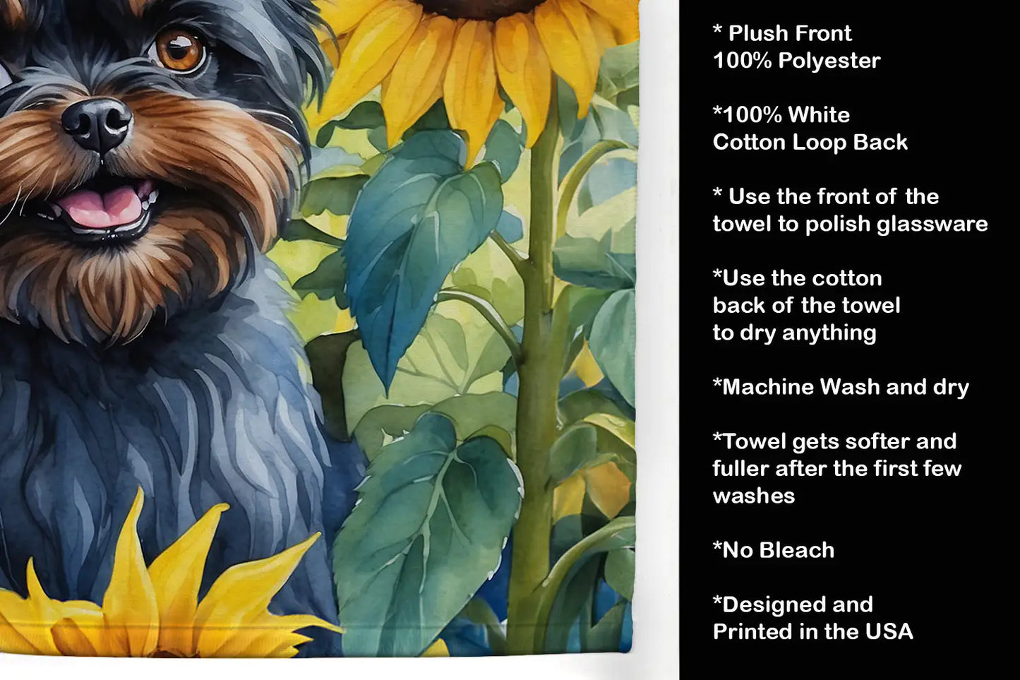 Affenpinscher in Sunflowers Kitchen Towel