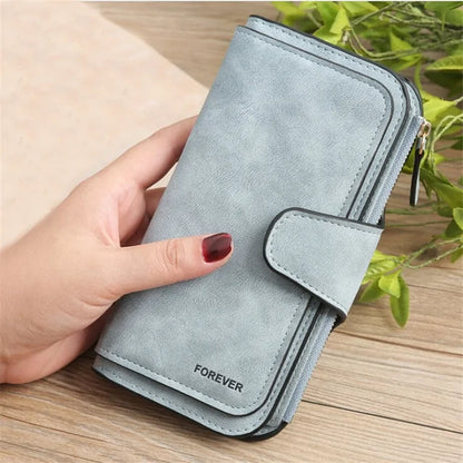 Wallet Brand Coin Purse Scrub Leather Women Wallet Money Phone Bag Female Snap Card Holder Ladies Long Clutch Carteira Feminina