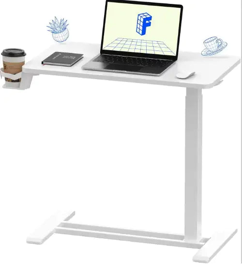 Standing Rolling Desk With Hidden Wheels Side Table Adjustable Height OverBed Table Hospital Desk With Cup Holder