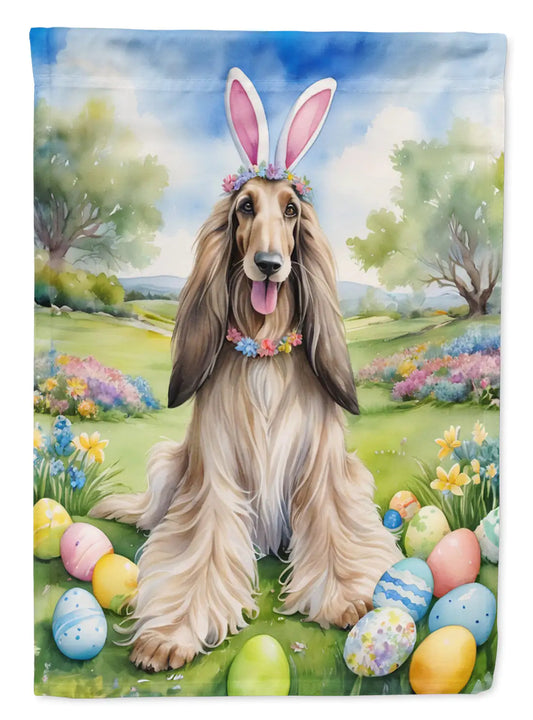 Afghan Hound Easter Egg Hunt House Flag