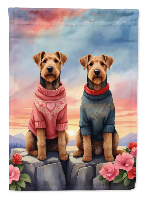 Airedale Terrier Two Hearts Garden Flag