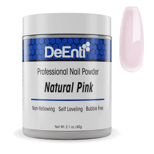 DeEnti Acrylic Nail Powder, 2oz Natural Pink Acrylic Powder Dip for Nails, Mixed Powder Clear and Pink Blend, Long Lasting Salon Quality, Bubble Free Professional Nail Powder for Manicure Nail Art 2 Ounce